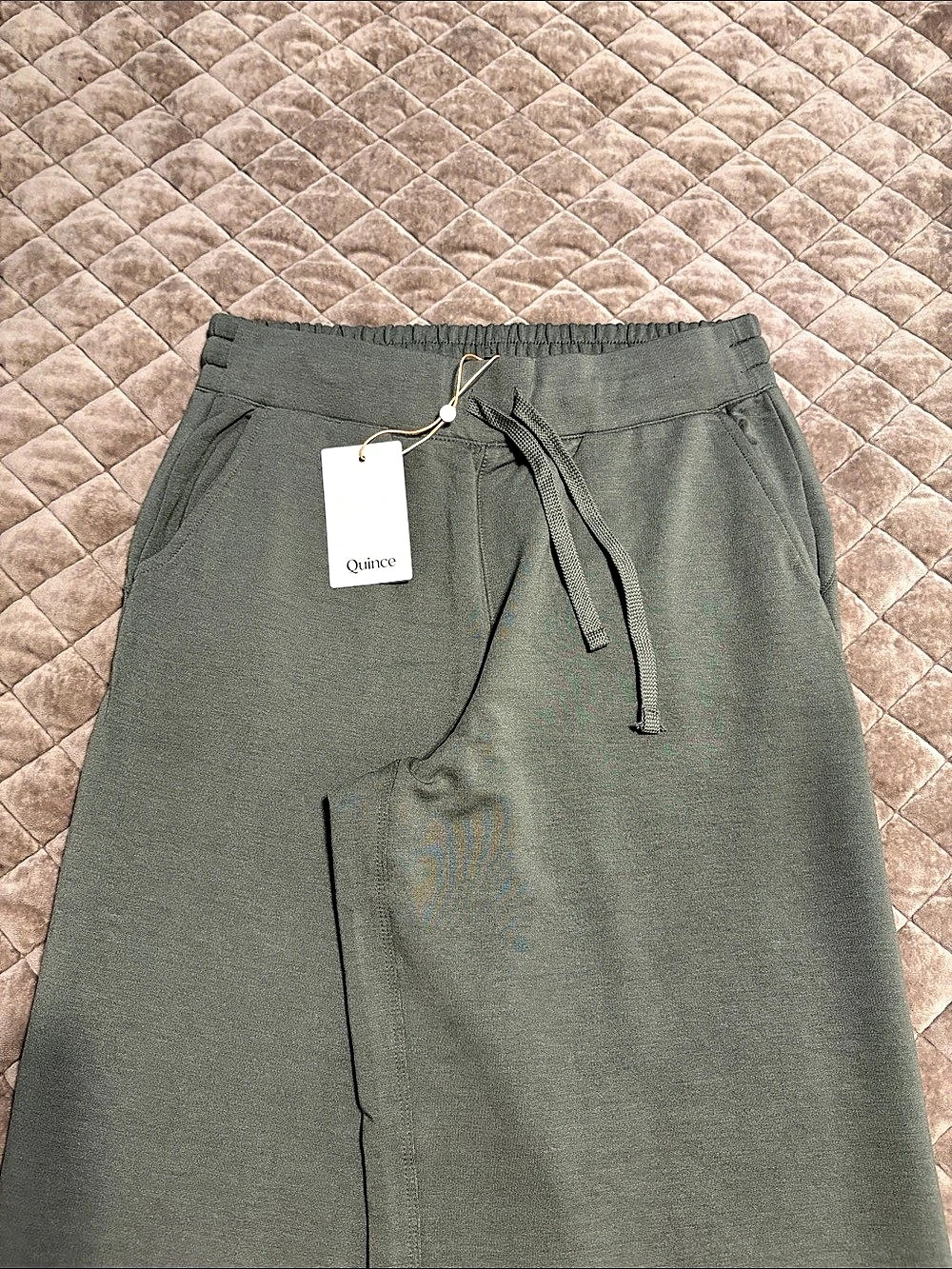 Quince SuperSoft Fleece Wide Leg Pants Green Medium